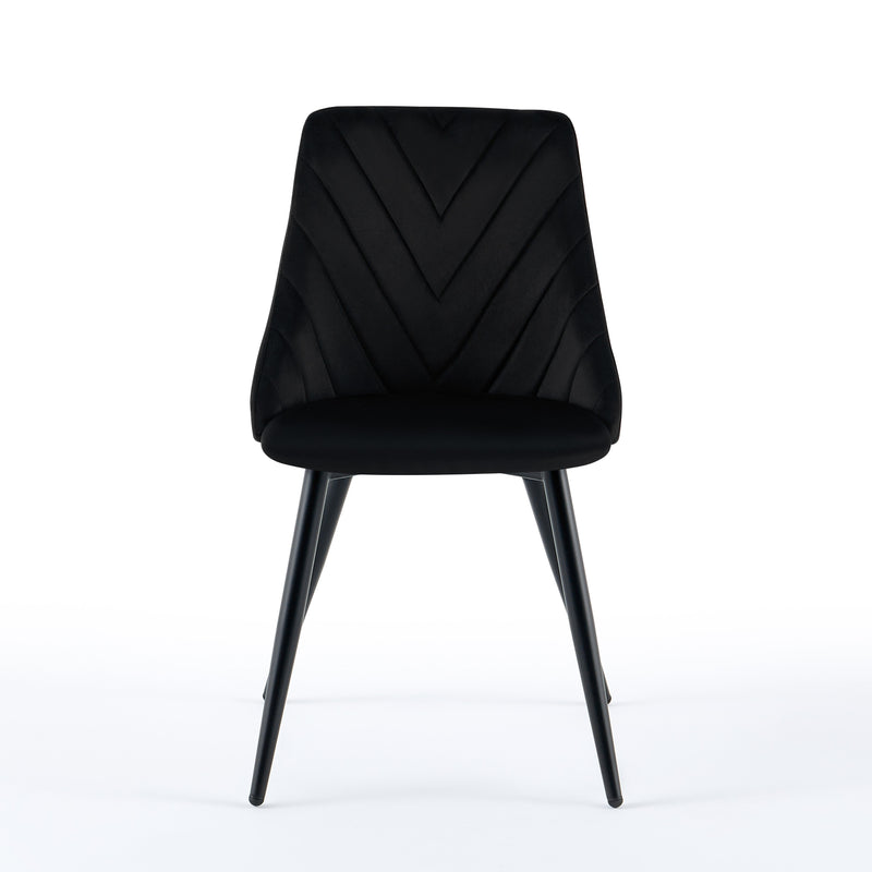 Chaise de salle à manger Zephyr, velours et pieds en acier, Noir
