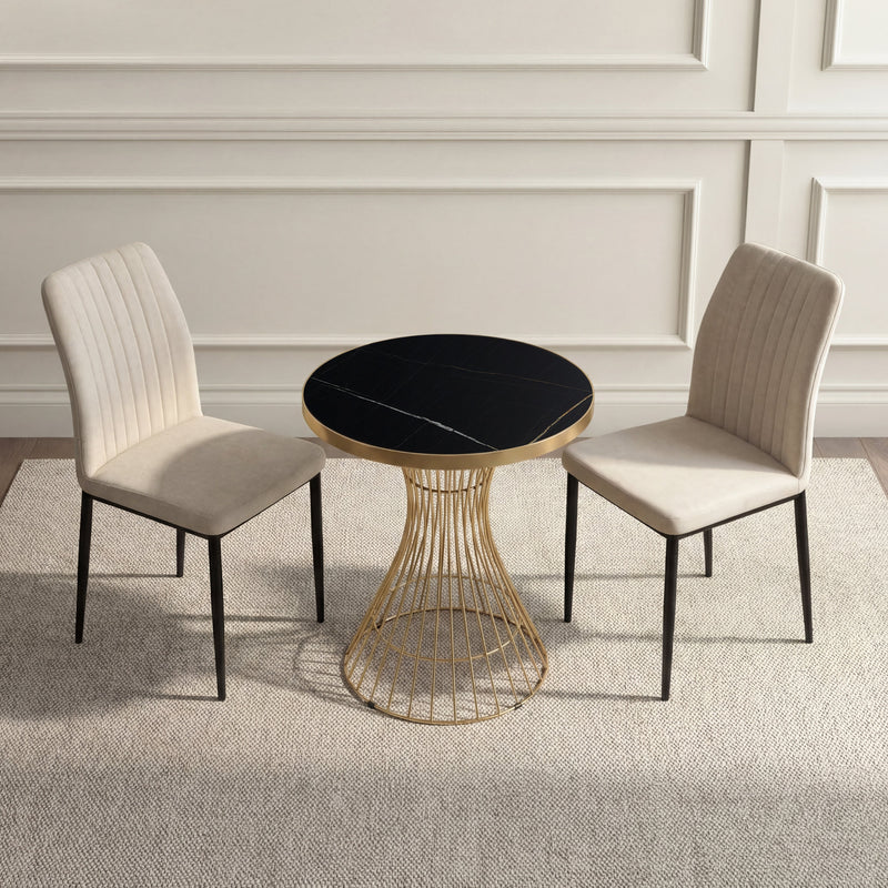 Table ronde SW60, Ø60 cm effet marbre, Noir
