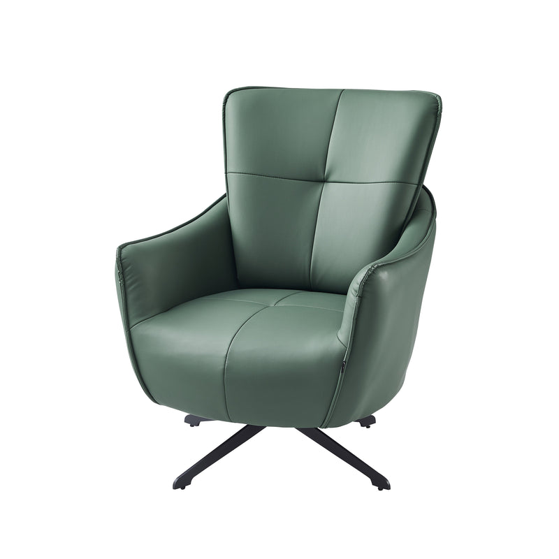 Fauteuil pivotant M-259, similicuir et pieds en acier, Vert
