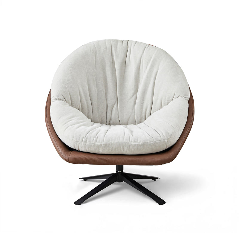 Fauteuil pivotant Malmo, assise en tissu et pieds en acier, Blanc
