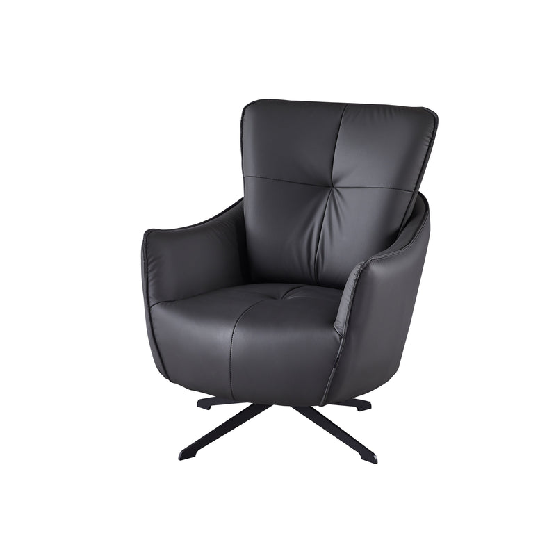 Fauteuil pivotant M-259, similicuir et pieds en acier, Noir
