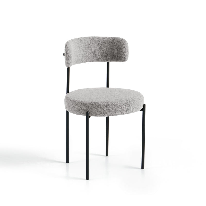 Chaise de salle à manger 667, bouclé pieds en métal, Gris clair
