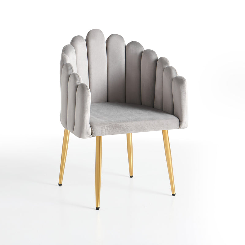 Chaise de salle à manger FINGER, velours coquillage, Gris clair
