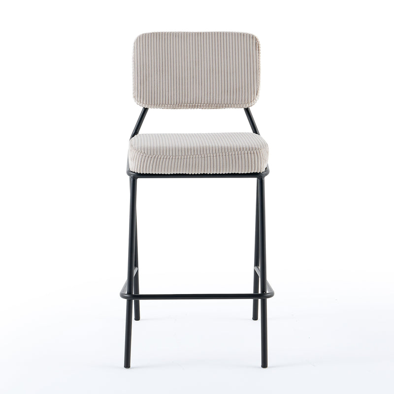 Tabouret de bar DR2511, velours côtelé style loft, Beige clair
