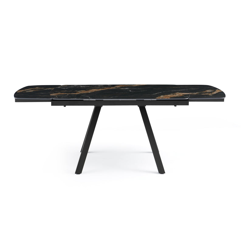 Table à manger Lux, plateau céramique 140–210x90 cm, Noir
