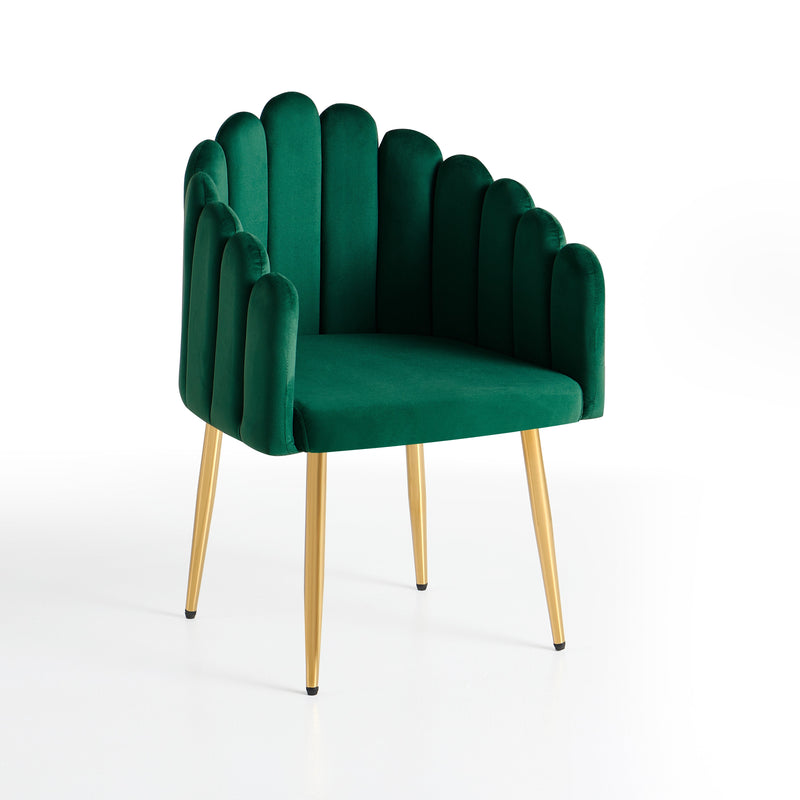 Chaise de salle à manger FINGER, velours coquillage, Vert
