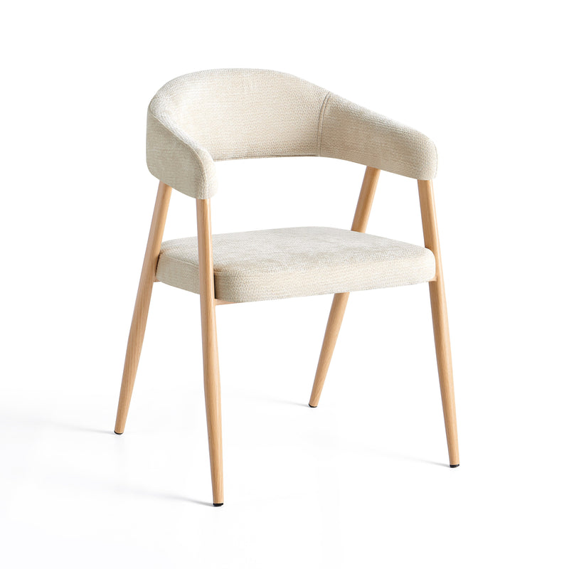 Chaise de salle à manger FZ-640, rembourrée pieds en métal, Beige clair
