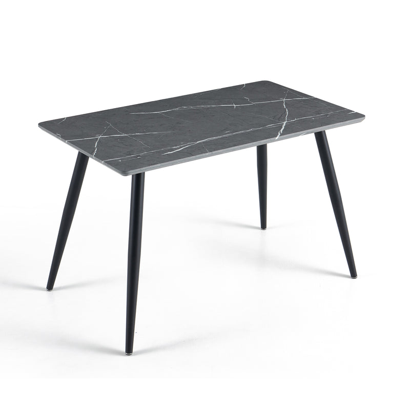 Table à manger HT-16, rectangulaire 120x70 cm, Chêne, marbre gris foncé

