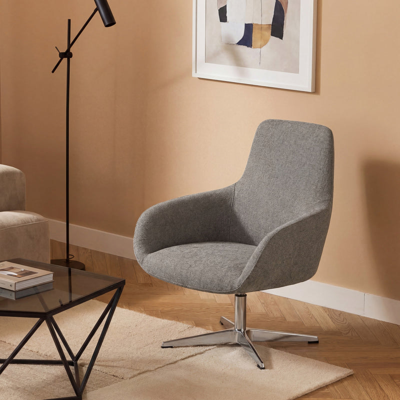 Fauteuil de salon pivotant ZZMNM, pieds en acier, Gris marron
