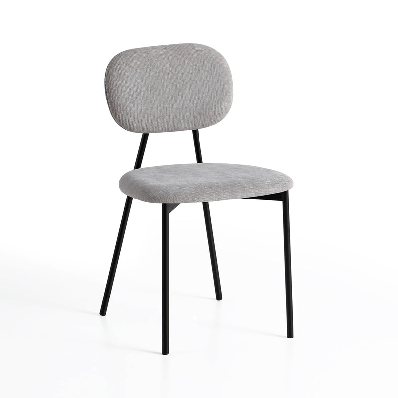 Chaise de salle à manger 6101, rembourrée, pieds en métal, Gris clair
