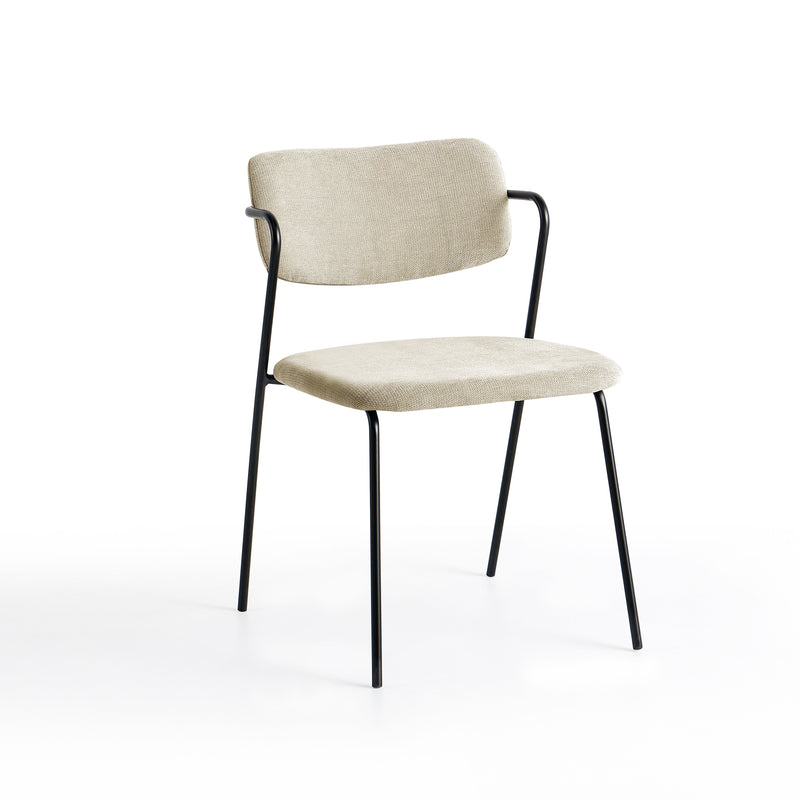 Chaise de salle à manger 6057, rembourrée style loft, Crème
