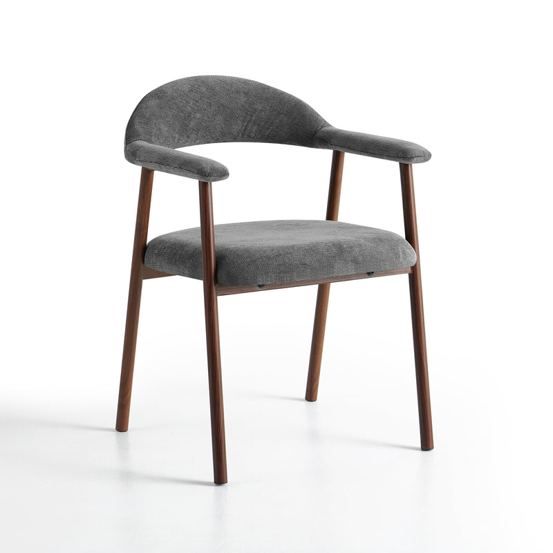 Chaise de salle à manger 6326, rembourrée pieds en acier, Gris
