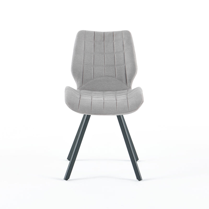 Chaise de salle à manger Linea, rembourrée pieds en acier, Gris clair

