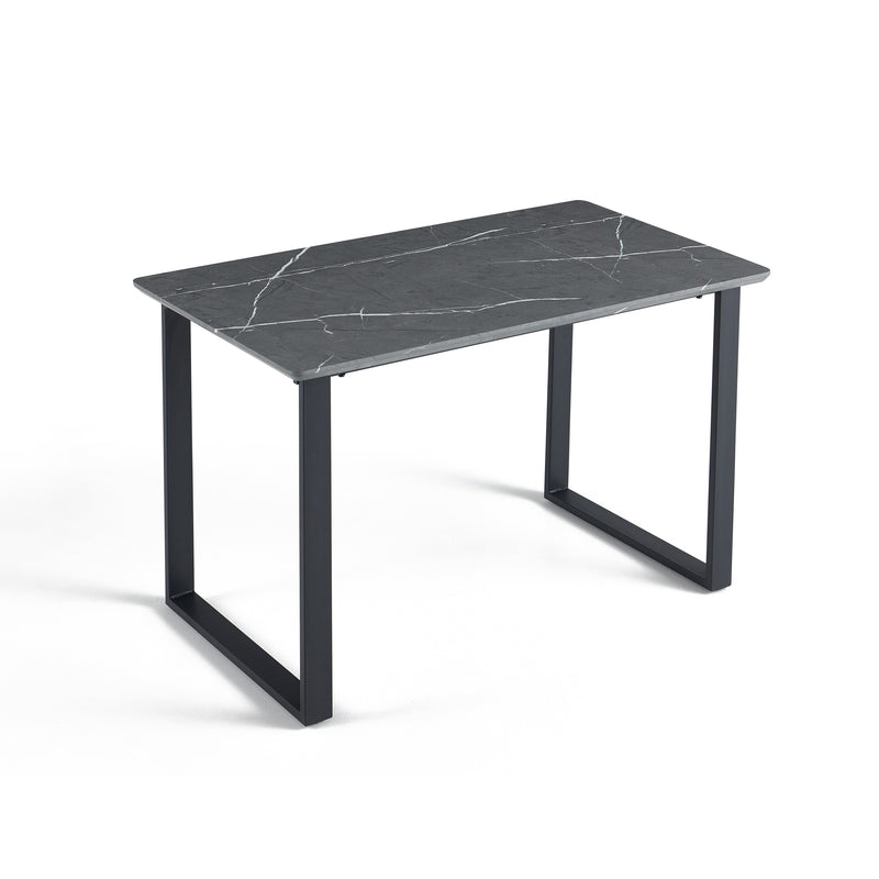 Table à manger HT-13, rectangulaire 120x70 cm, Chêne, marbre gris foncé

