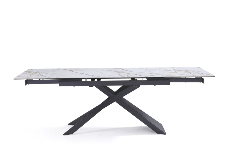 Table à manger Rapallo, céramique extensible 160–240 cm, Blanc
