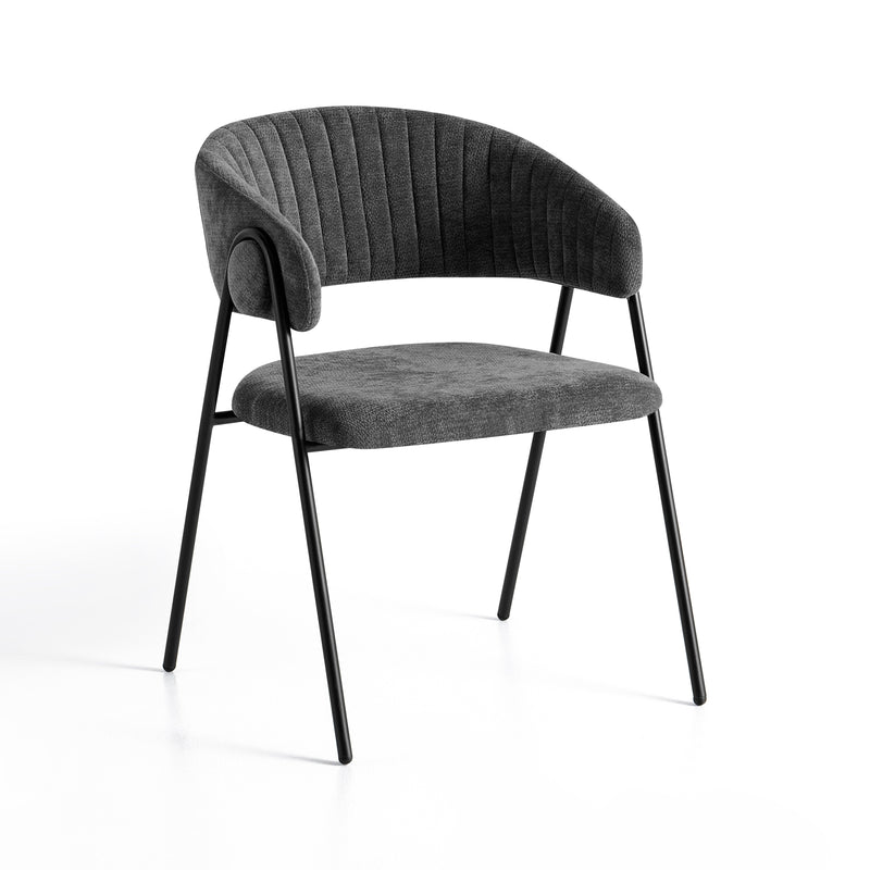 Chaise de salle à manger SK06, rembourrée moderne, Gris foncé
