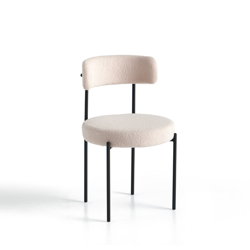 Chaise de salle à manger 667, bouclé pieds en métal, Crème
