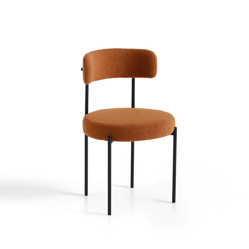 Chaise de salle à manger 667, bouclé pieds en métal, Orange
