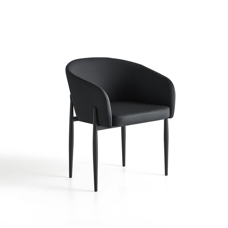 Chaise de salle à manger 6354, pieds en métal style loft, Noir
