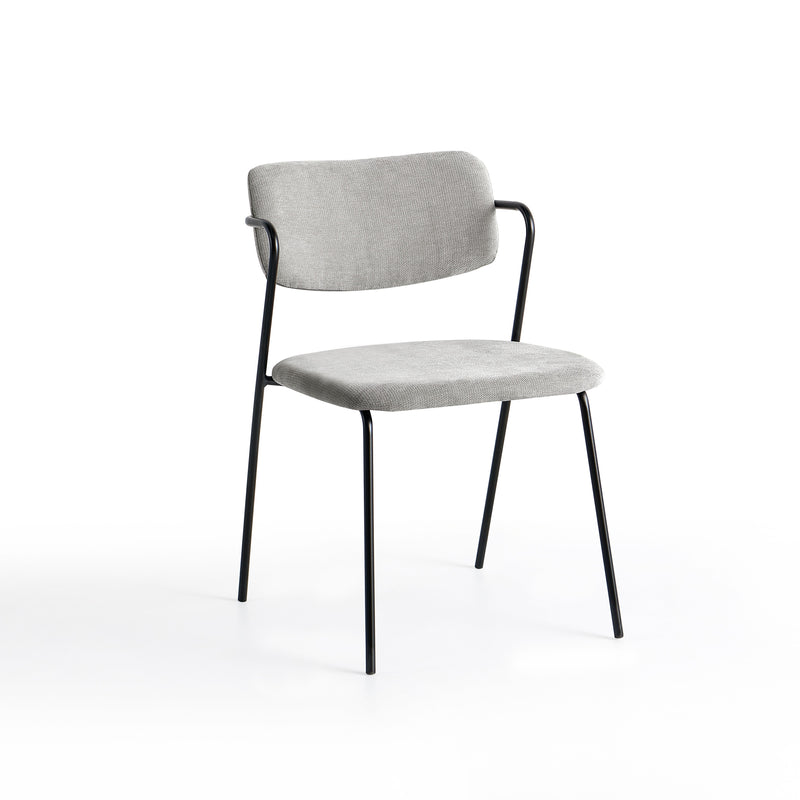 Chaise de salle à manger 6057, rembourrée style loft, Gris clair

