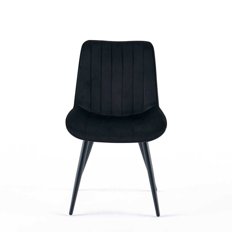 Chaise de salle à manger DR2510, velours et pieds en acier, Noir
