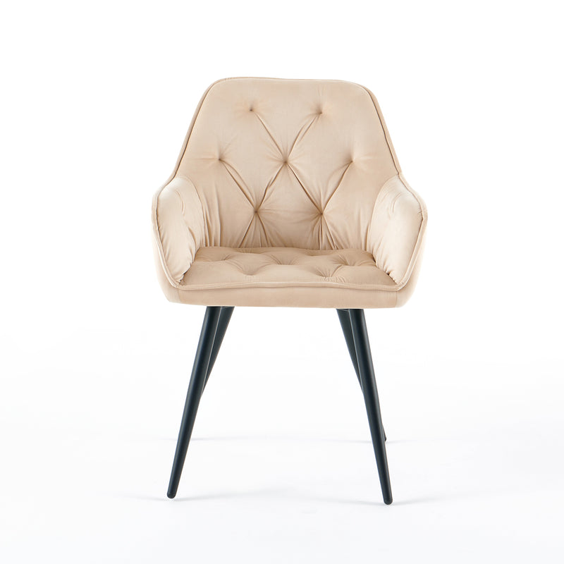 Chaise de salle à manger Mirage, velours et pieds en acier, Beige clair
