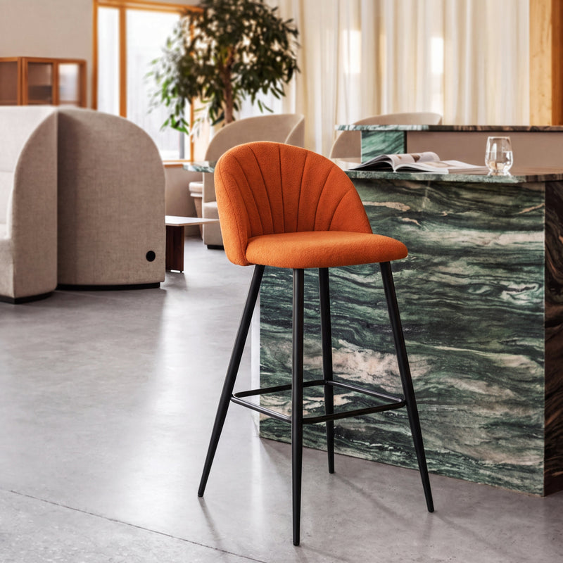 Tabouret de bar SK19, rembourré pieds en métal, Orange
