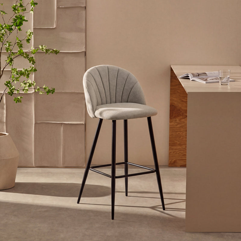 Tabouret de bar SK19, rembourré pieds en métal, Gris clair

