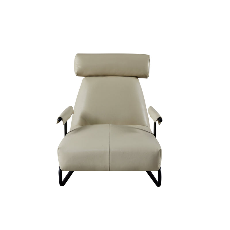 Fauteuil relax Serenity, cuir synthétique et pieds en acier, Beige
