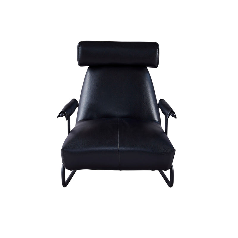 Fauteuil relax Serenity, cuir synthétique et pieds en acier, Noir
