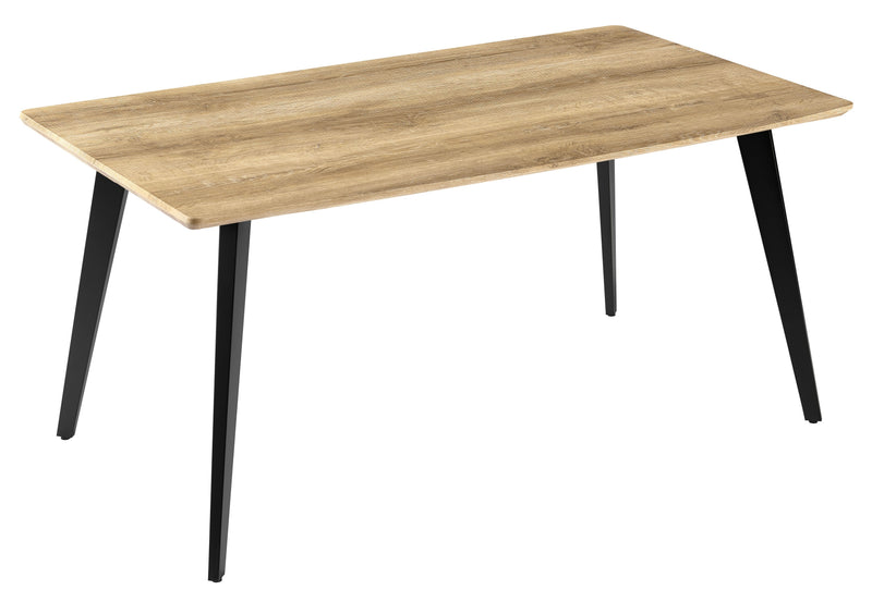 Table à manger HT-10, rectangulaire avec pieds en métal, Chêne clair
