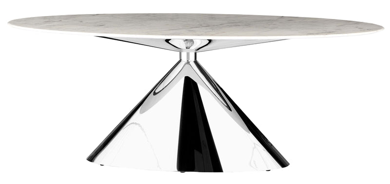 Table à manger Soft, ovale en marbre naturel, Blanc
