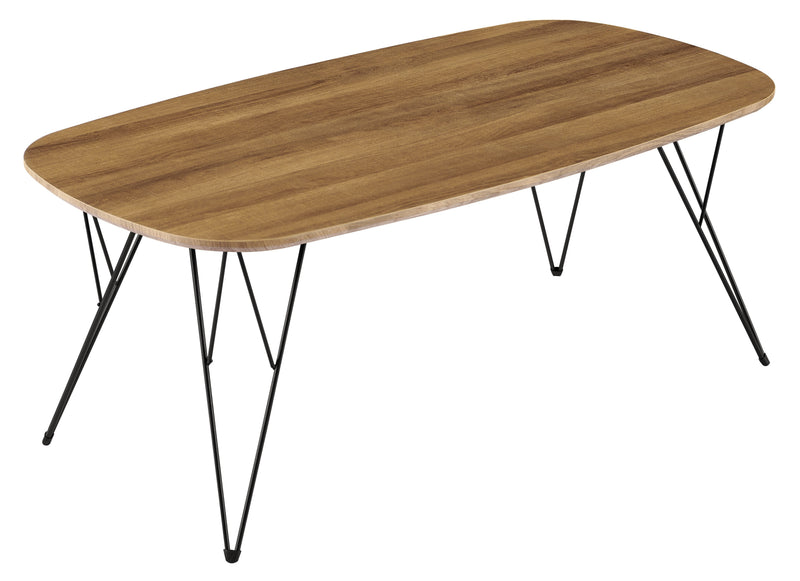 Table basse RAIN, plateau en bois et pieds en métal, Chêne chaud
