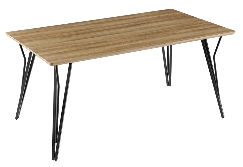 Table à manger HT-07, rectangulaire pieds en métal, Chêne chaud
