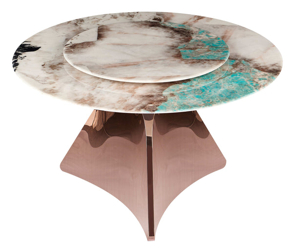 Table à manger Dusk, ronde en marbre à deux niveaux