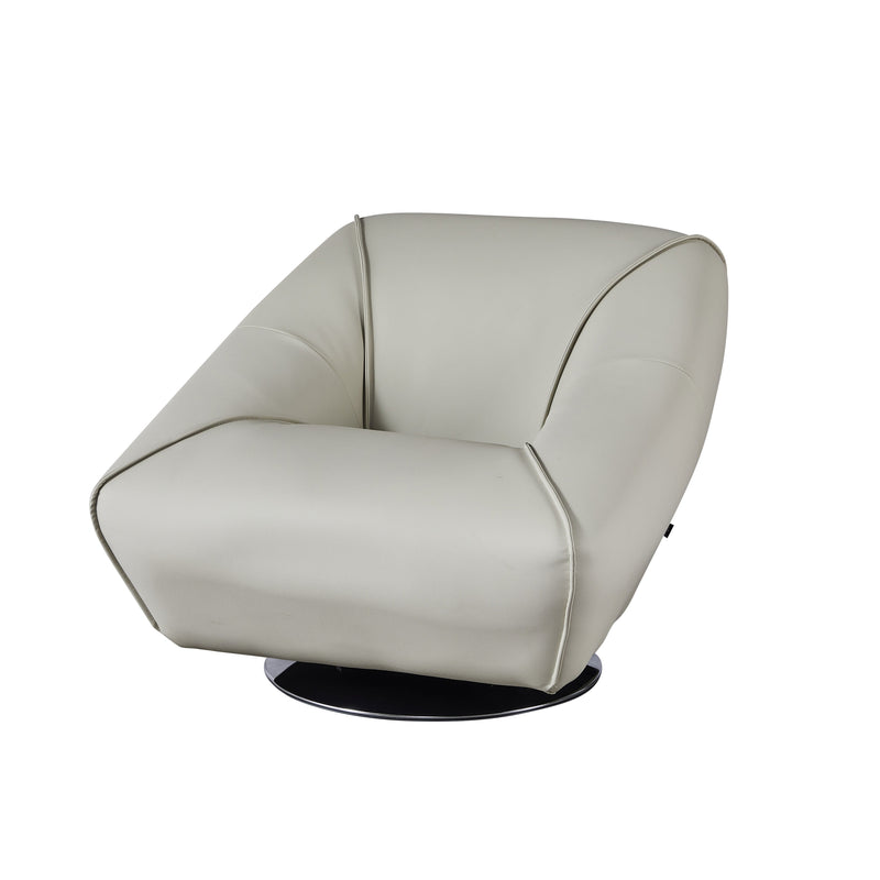 Fauteuil pivotant Palermo, similicuir et pieds inox, Crème
