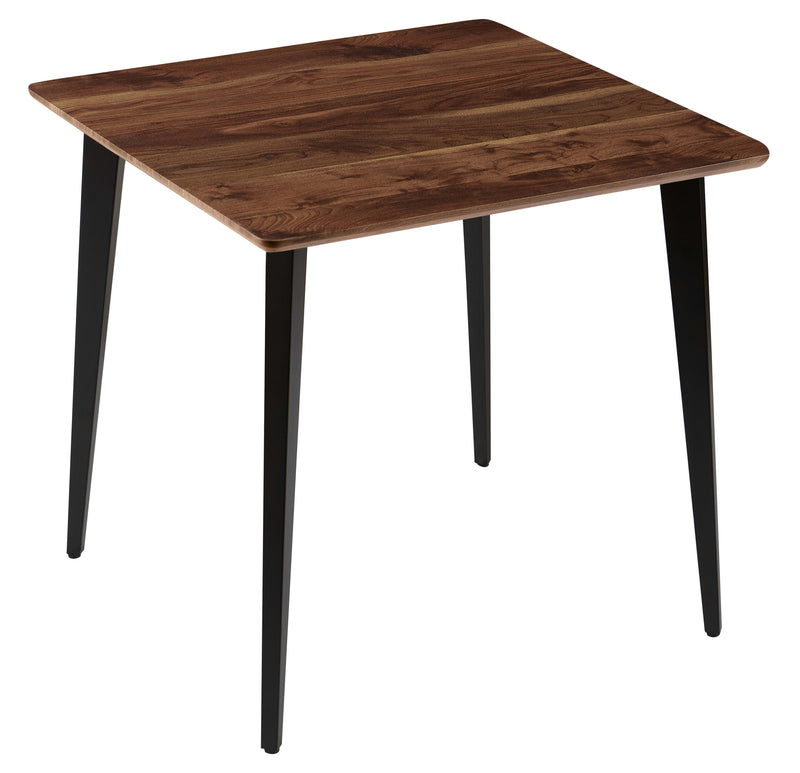 Table à manger HT-08, carrée 80x80 cm pieds en acier, Noyer naturel
