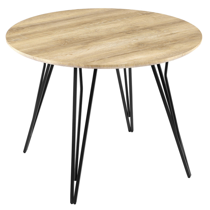Table à manger ronde HT-04, style loft, Chêne clair

