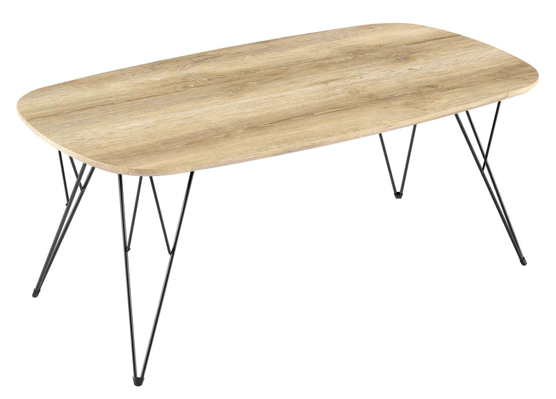 Table basse RAIN, plateau en bois et pieds en métal, Chêne clair
