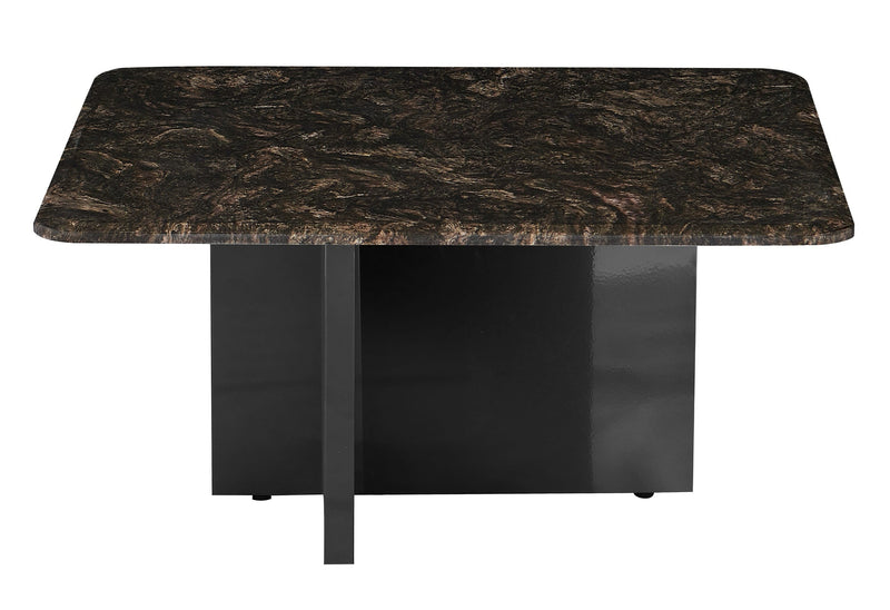 Table basse carrée Wave, marbre naturel 80x80 cm, Noir
