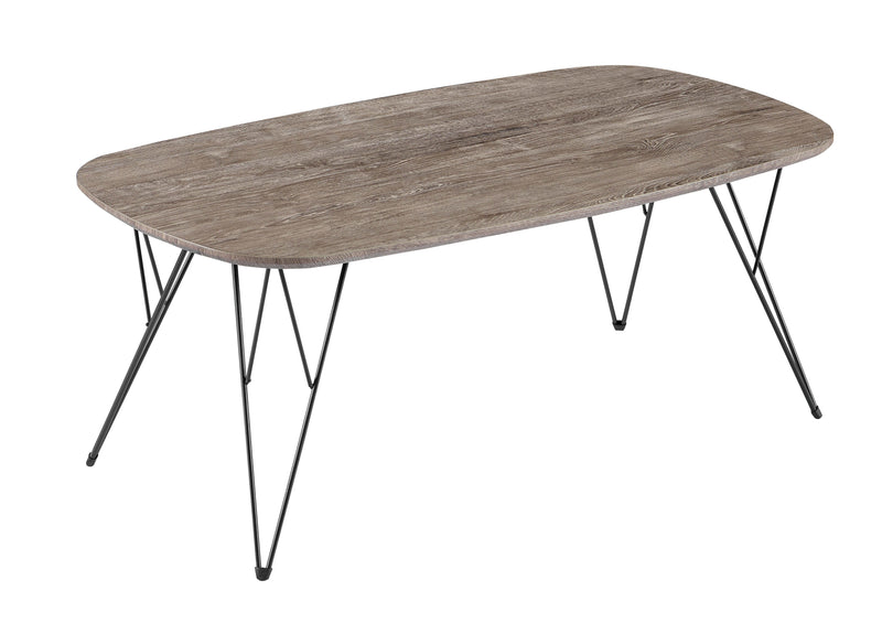 Table basse RAIN, plateau en bois et pieds en métal, Chêne gris
