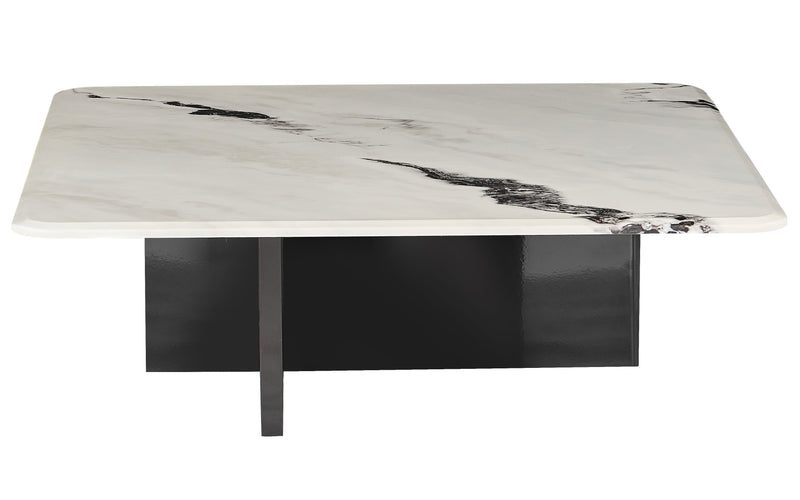 Table basse carrée Horizon, marbre naturel 100x100 cm, Blanc
