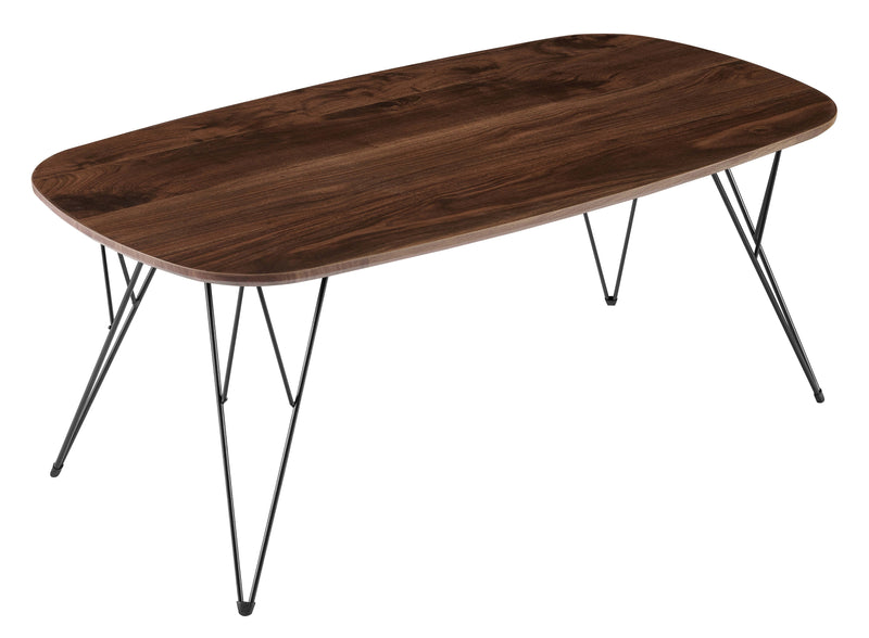 Table basse RAIN, plateau en bois et pieds en métal, Noyer naturel
