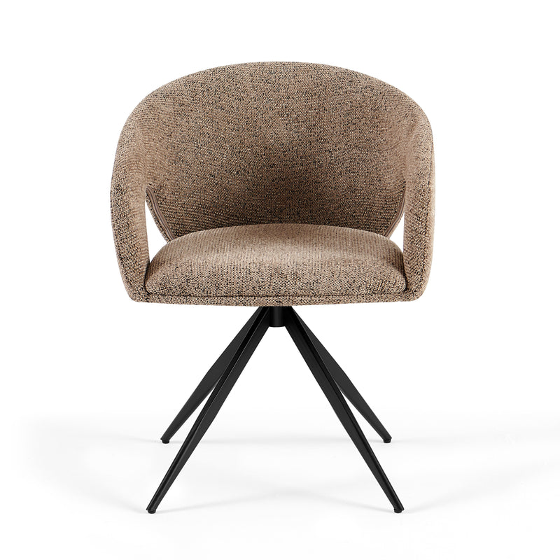 Chaise de salle à manger pivotante Aurelia 6352, en tissu, Marron
