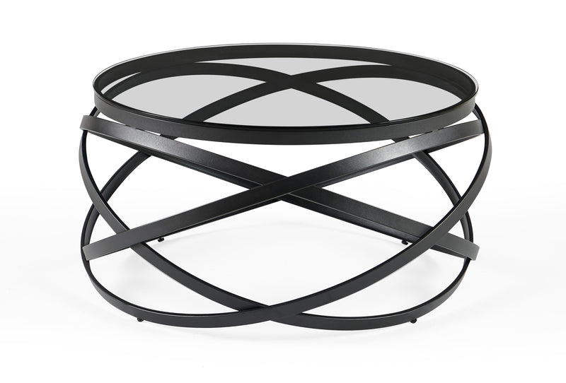 Table basse ORBIT, 80x45 cm en verre trempé, Noir
