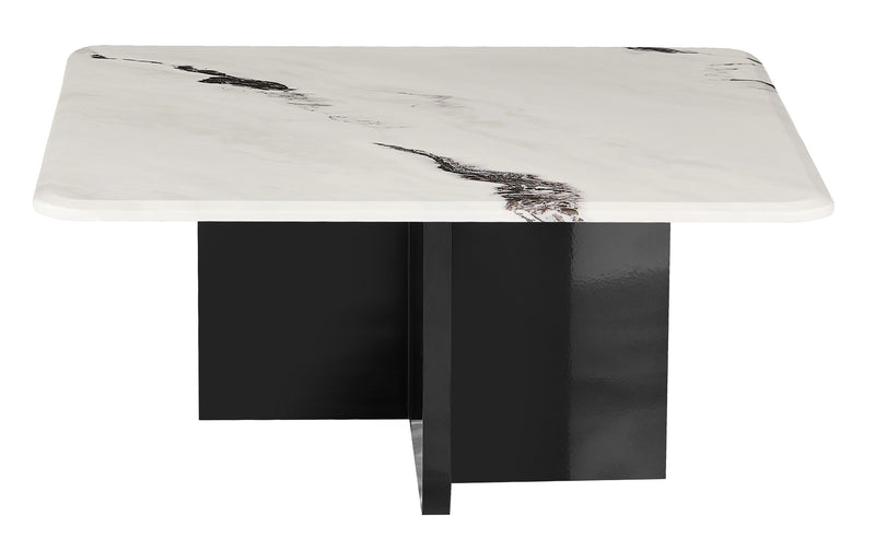 Table basse carrée Wave, marbre naturel 80x80 cm, Blanc
