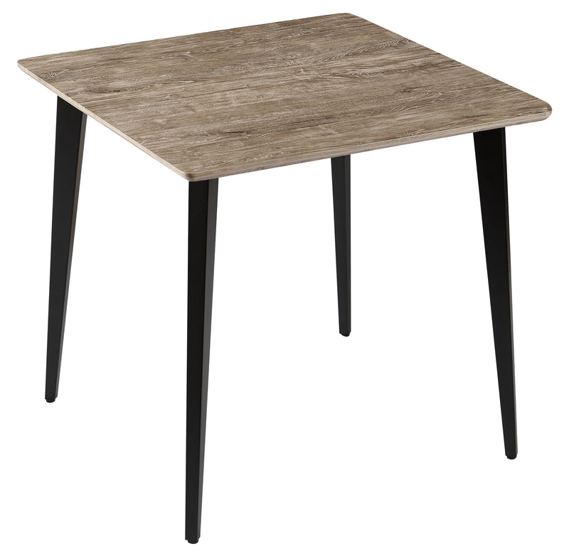 Table à manger HT-08, carrée 80x80 cm pieds en acier, Chêne gris
