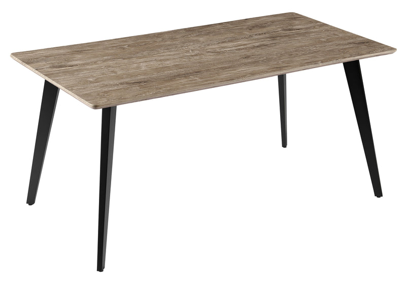 Table à manger HT-10, rectangulaire avec pieds en métal, Chêne gris
