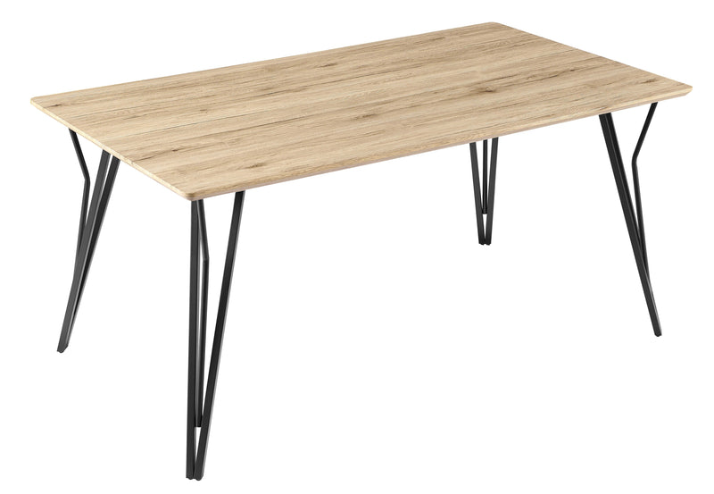 Table à manger HT-07, rectangulaire pieds en métal, Chêne naturel
