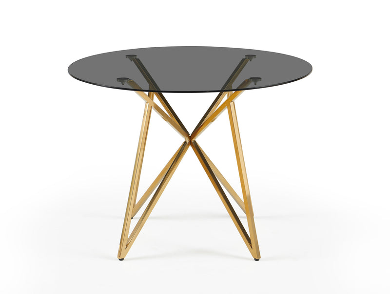 Table à manger Breeze, ronde en verre trempé 100 cm, Doré
